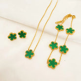 Conjunto Colar Pulseira e Brinco Trevo | BELLORIE