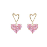 Brinco Coração de Zircônia Rosa | BELLORIE