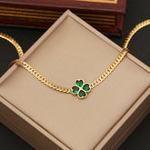 Colar Dourado com Trevo da Sorte Verde | BELLORIE