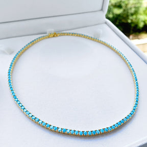 Colar Cravejada com Pedras de Turquesa 3mm | BELLORIE