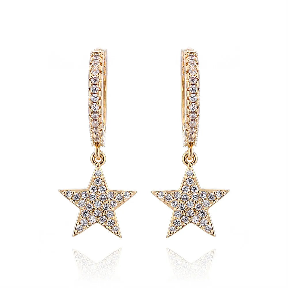 Brinco Pingente Estrela Cravejada | BELLORIE