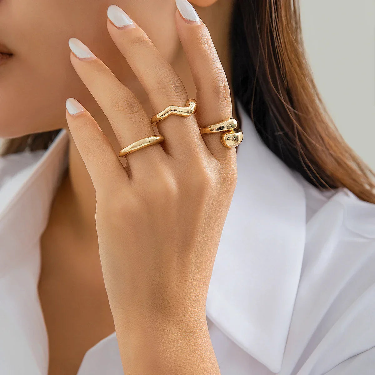 Conjunto 3 anéis Dourados | BELLORIE