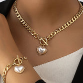Conjunto Colar e Pulseira Coração Pérola | BELLORIE