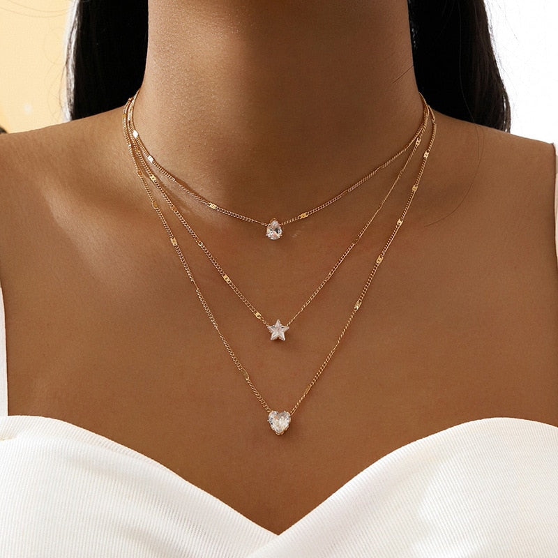 Colar Triplo com Cristais de Zircônia | BELLORIE