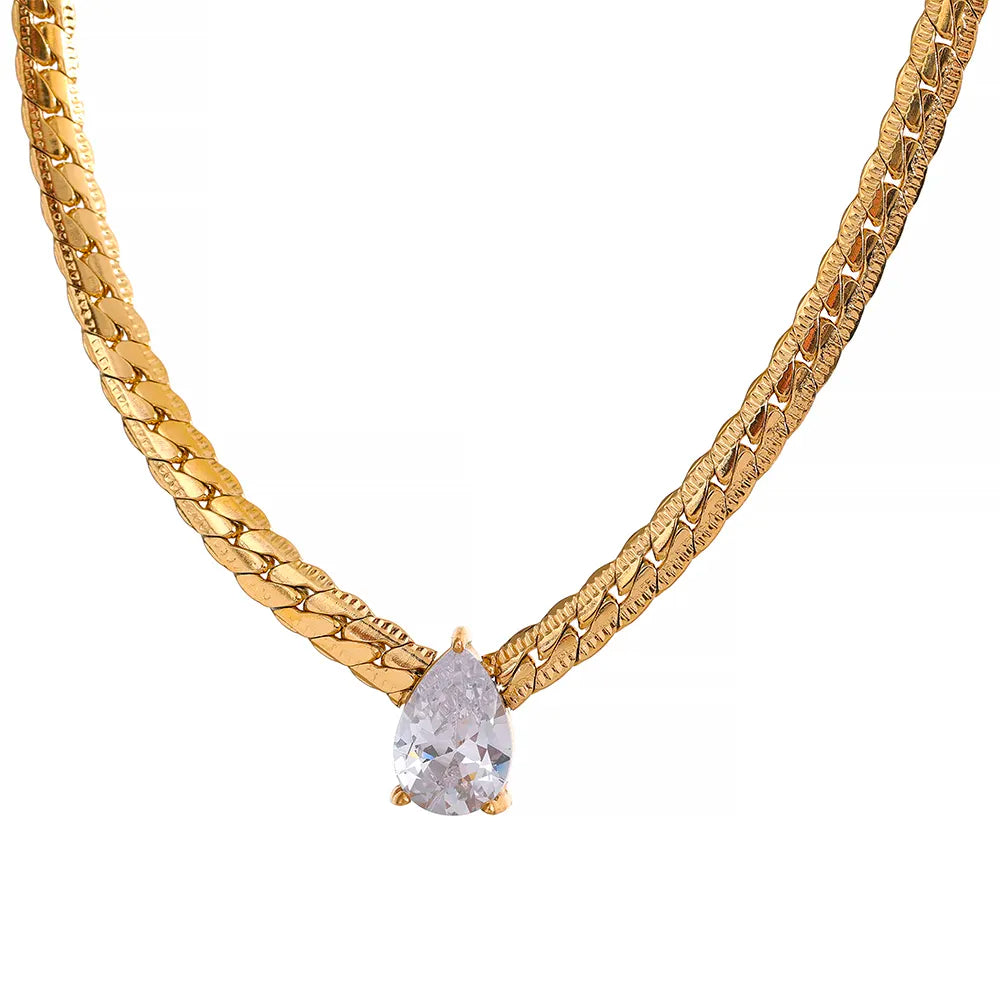 Colar Banhado a Ouro com Cristal de Zircônia | BELLORIE