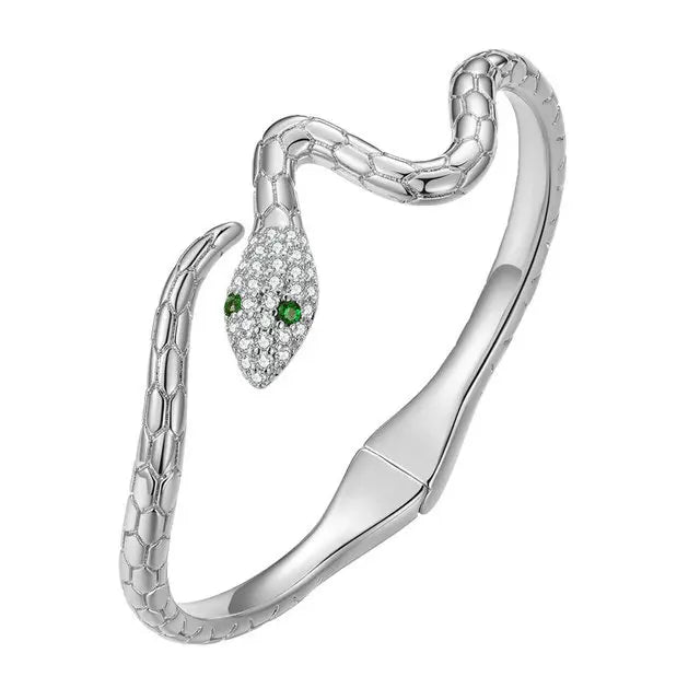 Bracelete Cobra com Zircônias Verdes | BELLORIE