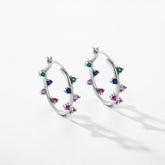 Brinco Argola com Zircônias Coloridas - Prata 925 | BELLORIE
