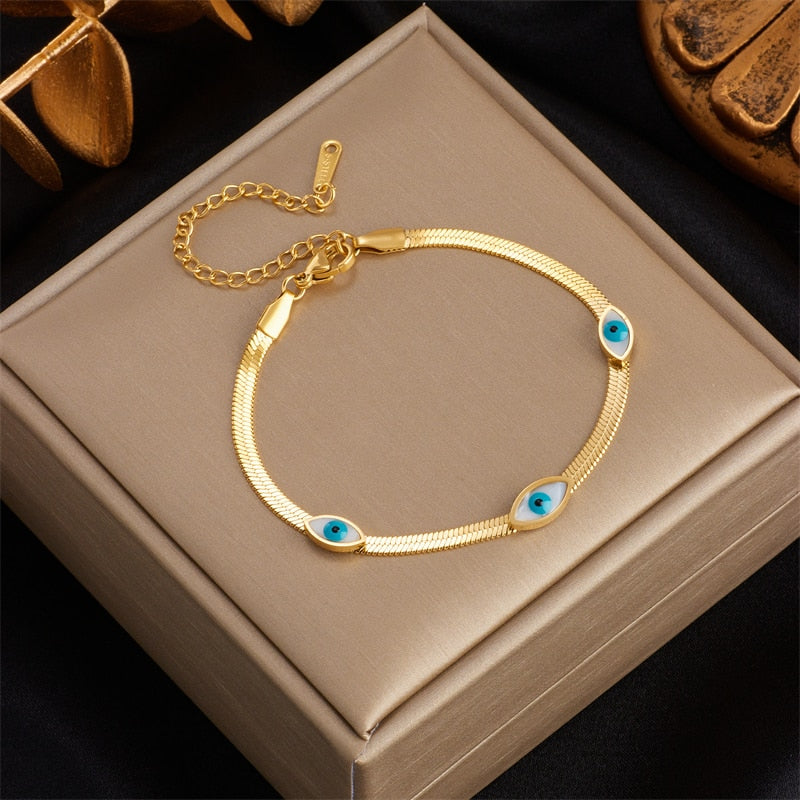 Pulseira Dourada Olho Grego | BELLORIE