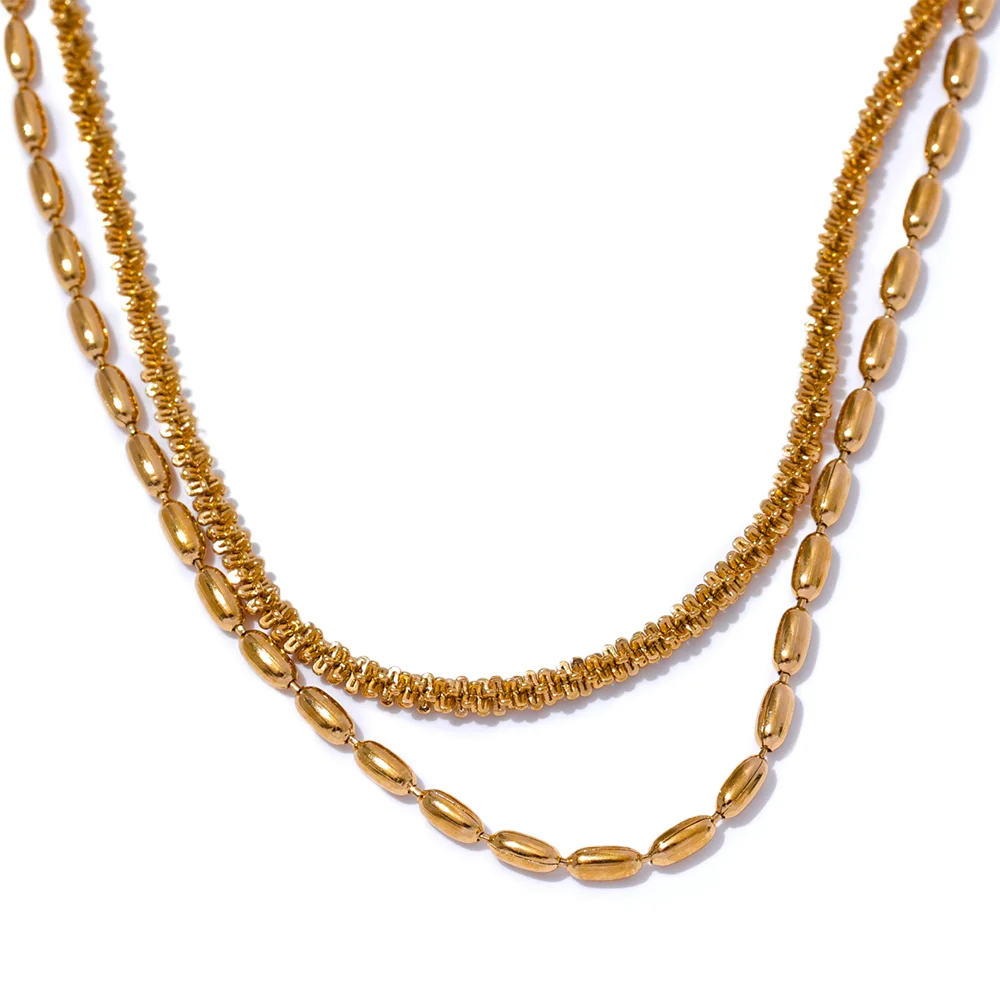 Colar Duplo Dourado Texturizado | BELLORIE