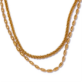 Colar Duplo Dourado Texturizado | BELLORIE