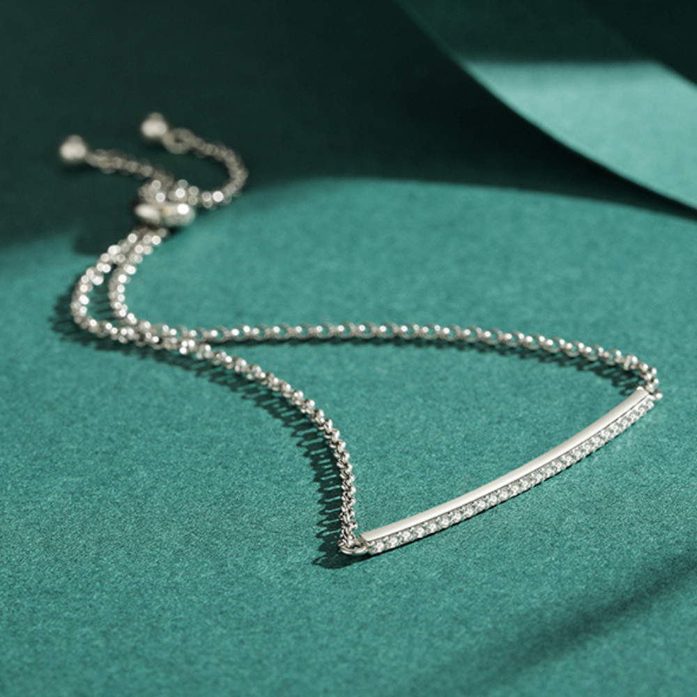 Pulseira de Zircônia Cúbica Ajustável de Prata | BELLORIE