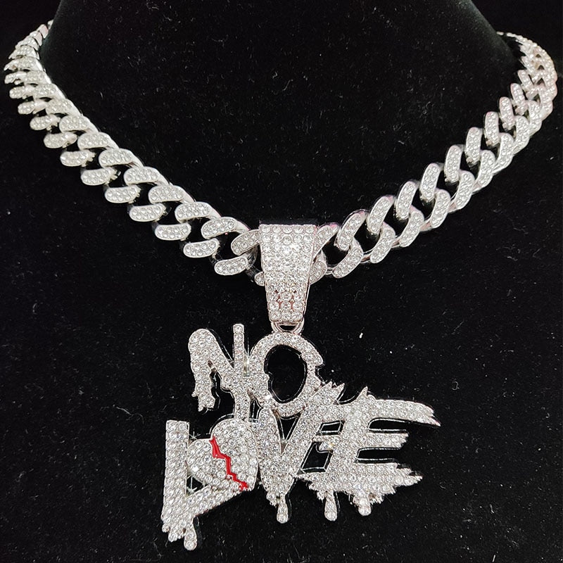 Corrente Ice Cravejada com Pingente NO LOVE | BELLORIE