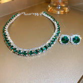 Conjunto Gargantilha e Brincos com Cristais Verdes | BELLORIE