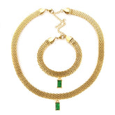 Conjunto Colar e Pulseira de Malha Dourada Pingente de Zircônia | BELLORIE