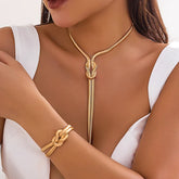 Conjunto Colar Gravatinha e Pulseira Nó | BELLORIE