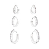 Trio de Argolas Cravejadas de Zircônias em Prata 925