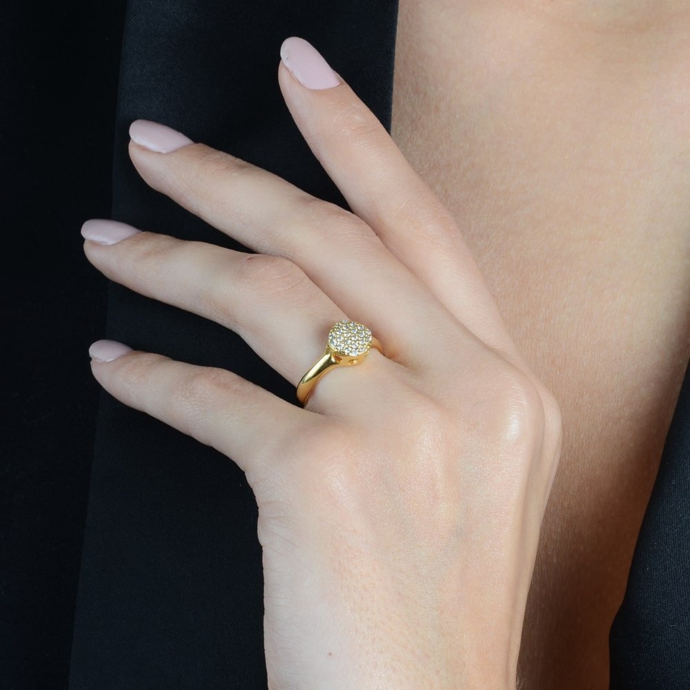 Anel Ouro 24K Chuveirinho Zircônias – Bellorie