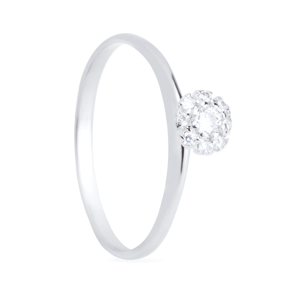 Anel em Ouro Branco com 9 Pedras de Zircônia – Bellorie