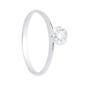 Anel em Ouro Branco com 9 Pedras de Zircônia – Bellorie