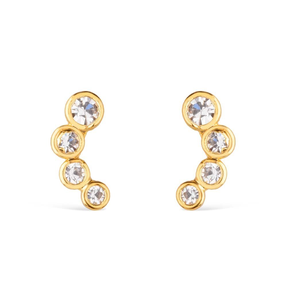 Brinco Ouro 24K com 4 Pontos de Luz em Zircônia – Bellorie