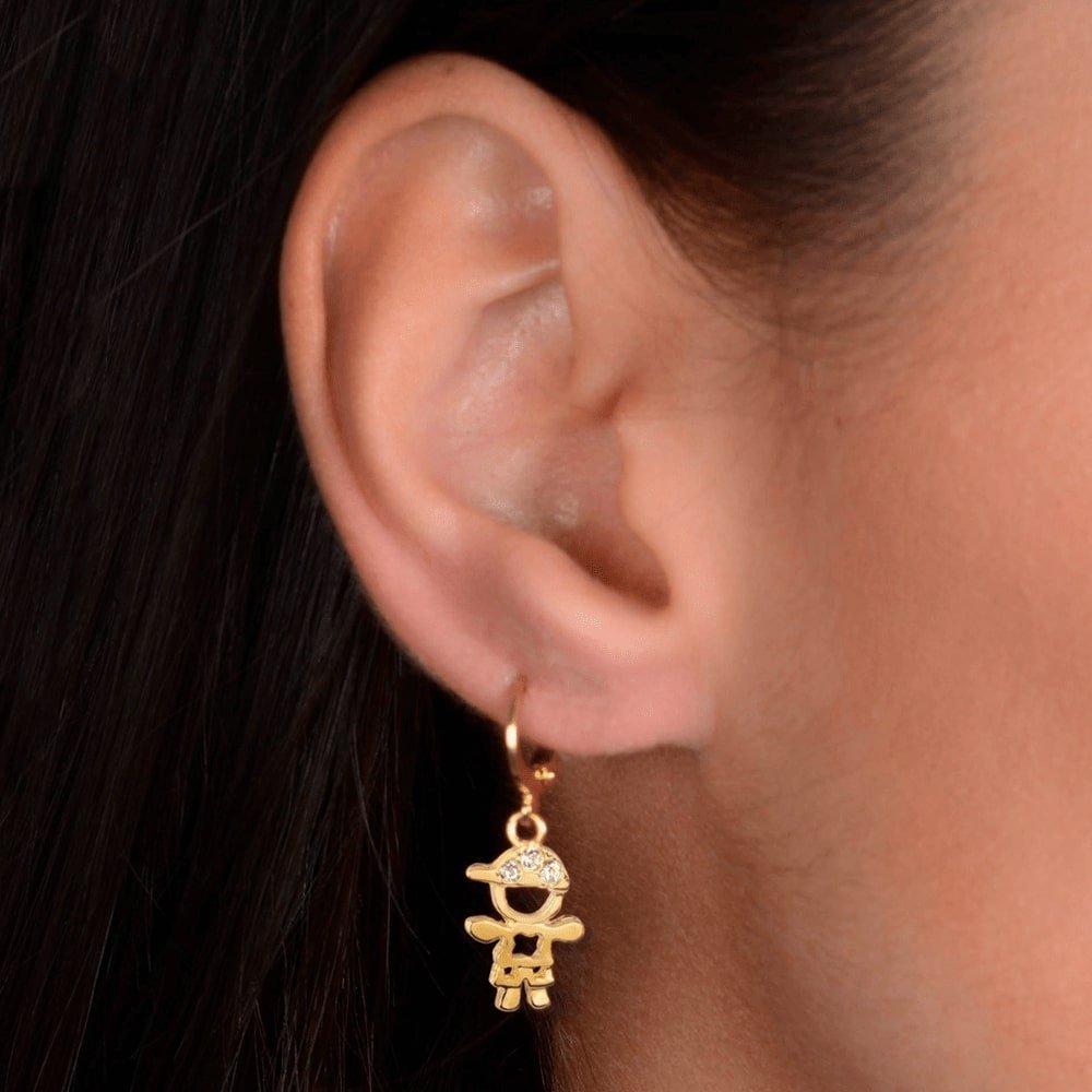 Brinco Ouro 24K Argolinha Filho Menino com Zircônias – Bellorie