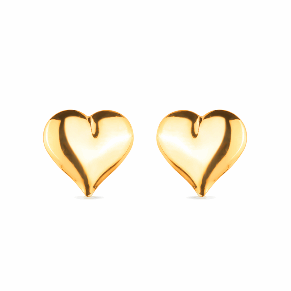 Brinco Ouro 24K Coração Médio – Bellorie