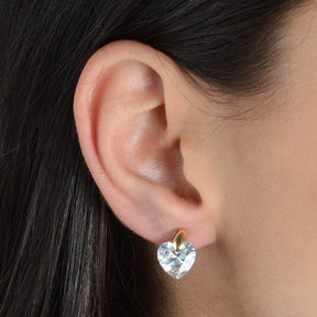 Brinco Coração em Zircônia Ouro 24K – Bellorie