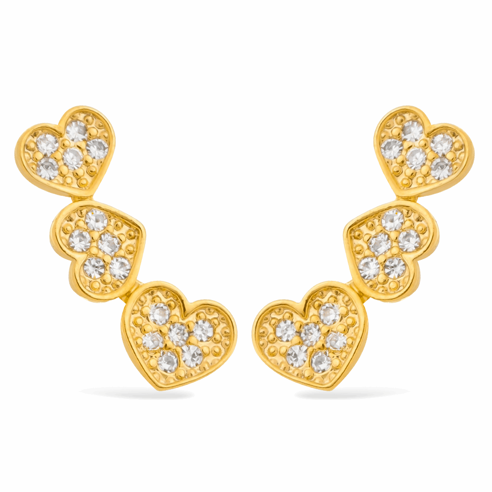 Brinco Ear Cuff em Ouro 24K Coração com Zircônia – Bellorie