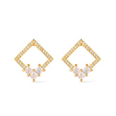 Brinco Ouro 24K Quadrado 30 Zircônias – Bellorie