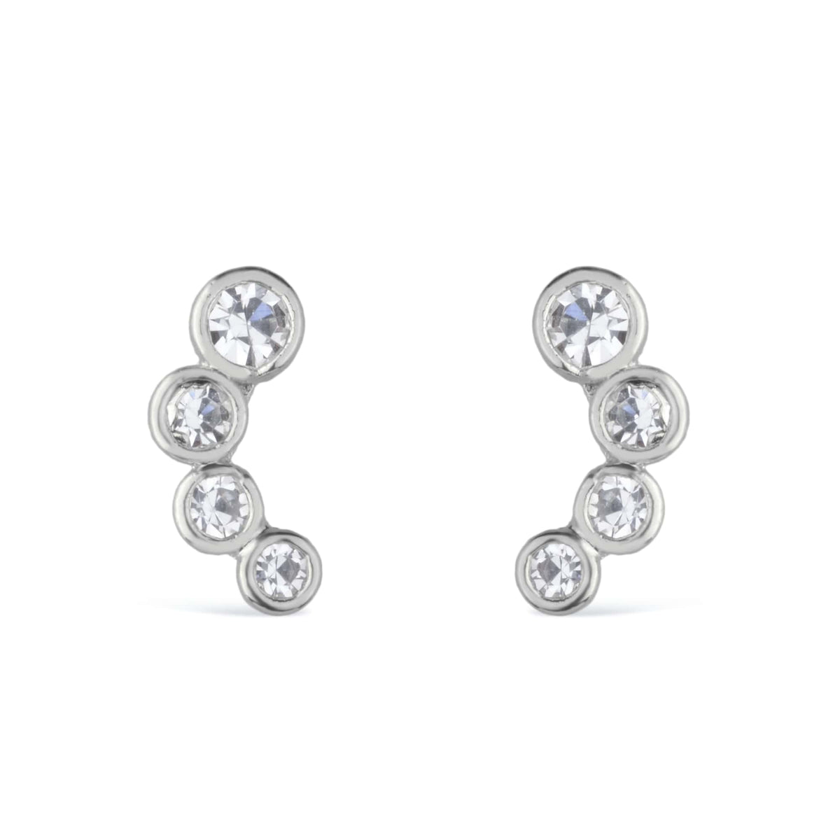 Brinco em Ouro Branco com 4 Pontos de Luz em Zircônia – Bellorie