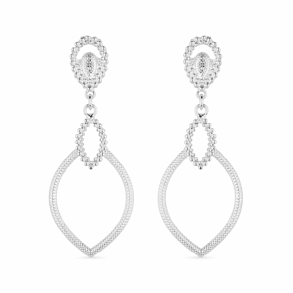 Brinco em Ouro Branco Luxo Gota de Gala – Bellorie