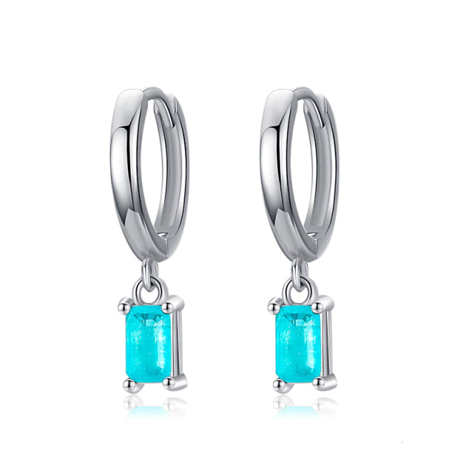 Brinco Prata de Argola com Pingente Turmalina Paraíba Azul | BELLORIE