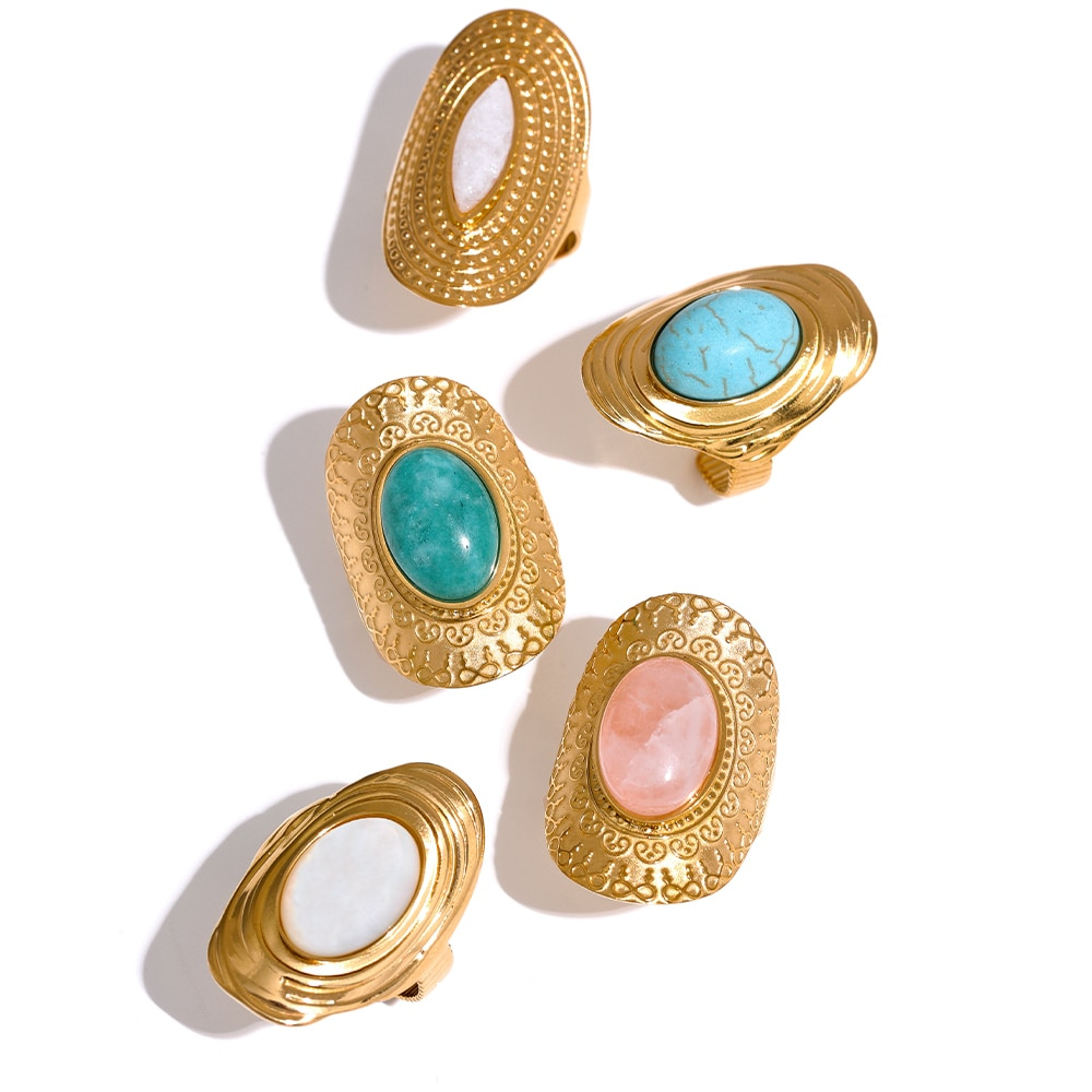 Anel Dourado com Pedra Natural | BELLORIE