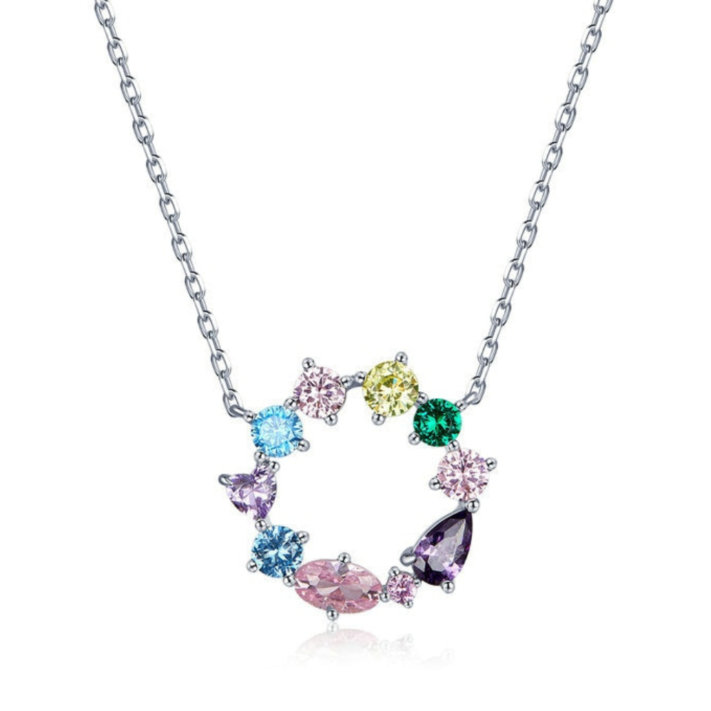 Colar com Pingente Redondo com Cristais Colors | BELLORIE