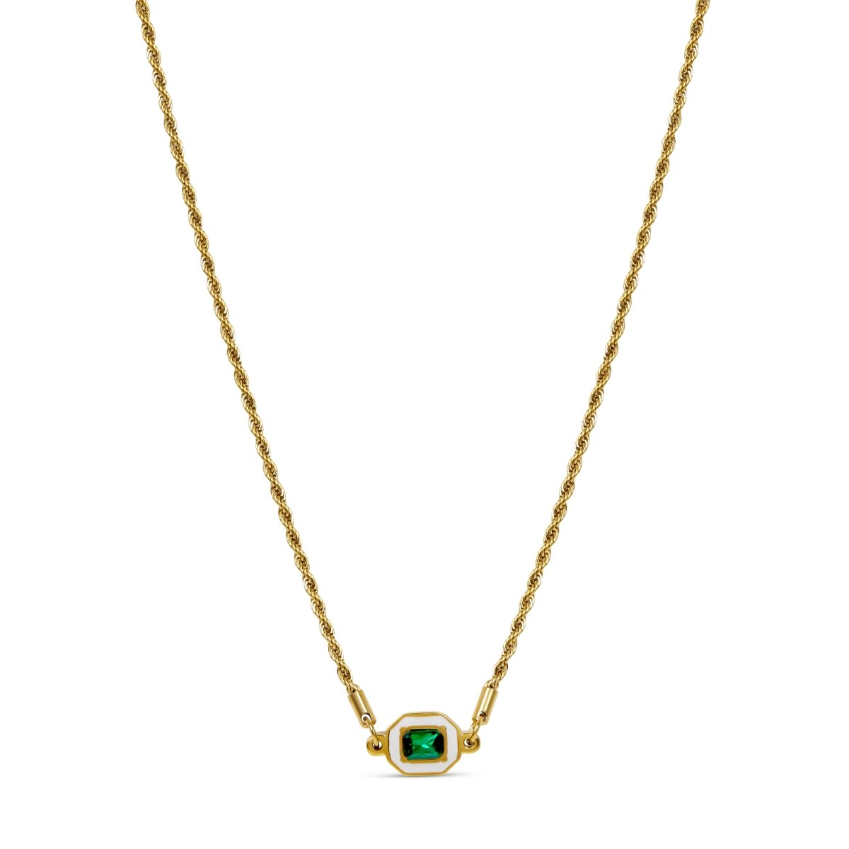 Colar Selene com Pedra de Esmeralda Banhado a Ouro 18k | BELLORIE