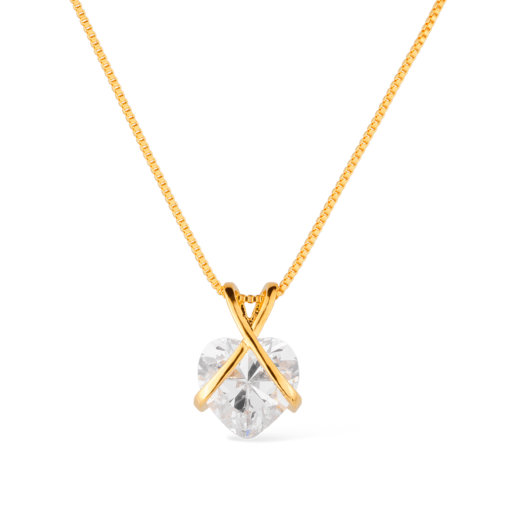 Colar Ouro 24K Coração em Zircônia – Bellorie