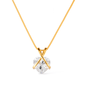 Colar Ouro 24K Coração em Zircônia – Bellorie