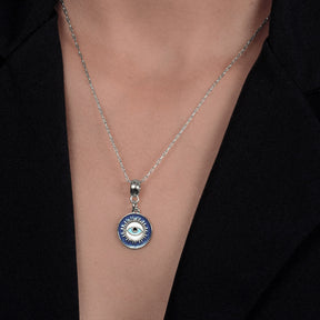 Colar em Ouro Branco Medalha Olho Grego – Bellorie
