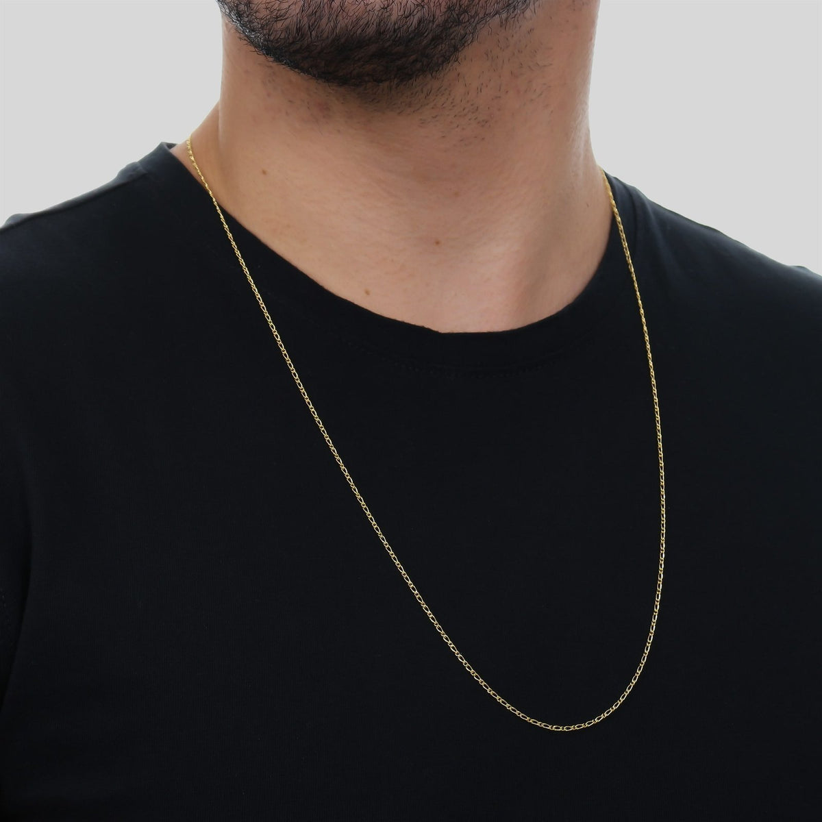 Correntinha Masculina em Ouro 24K Elo 1 por 1 – 2mm – Bellorie