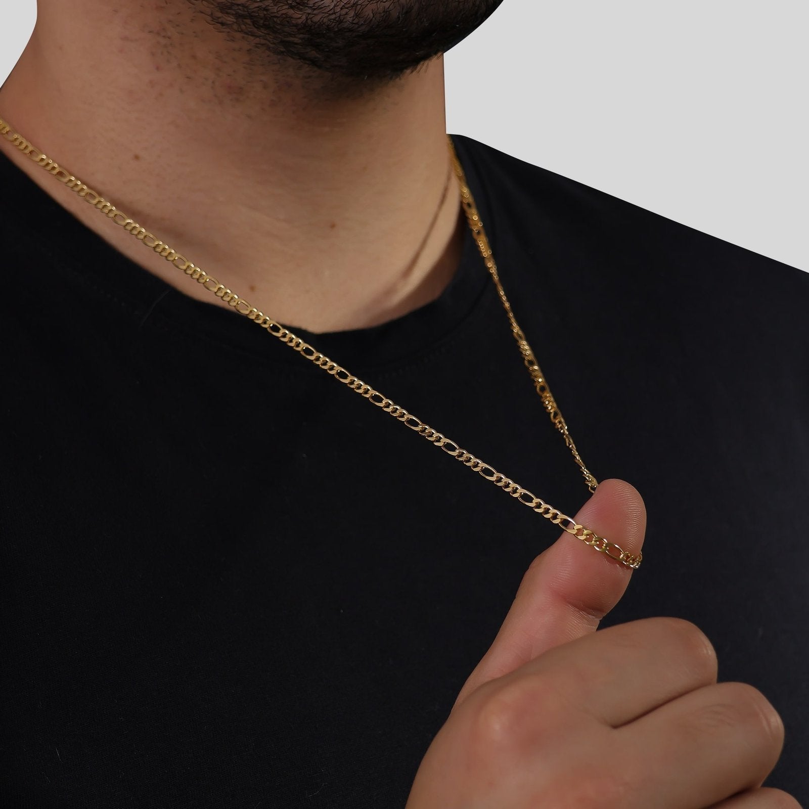 Correntinha Masculina em Ouro 24K Elo 3 por 1 – 3mm – Bellorie