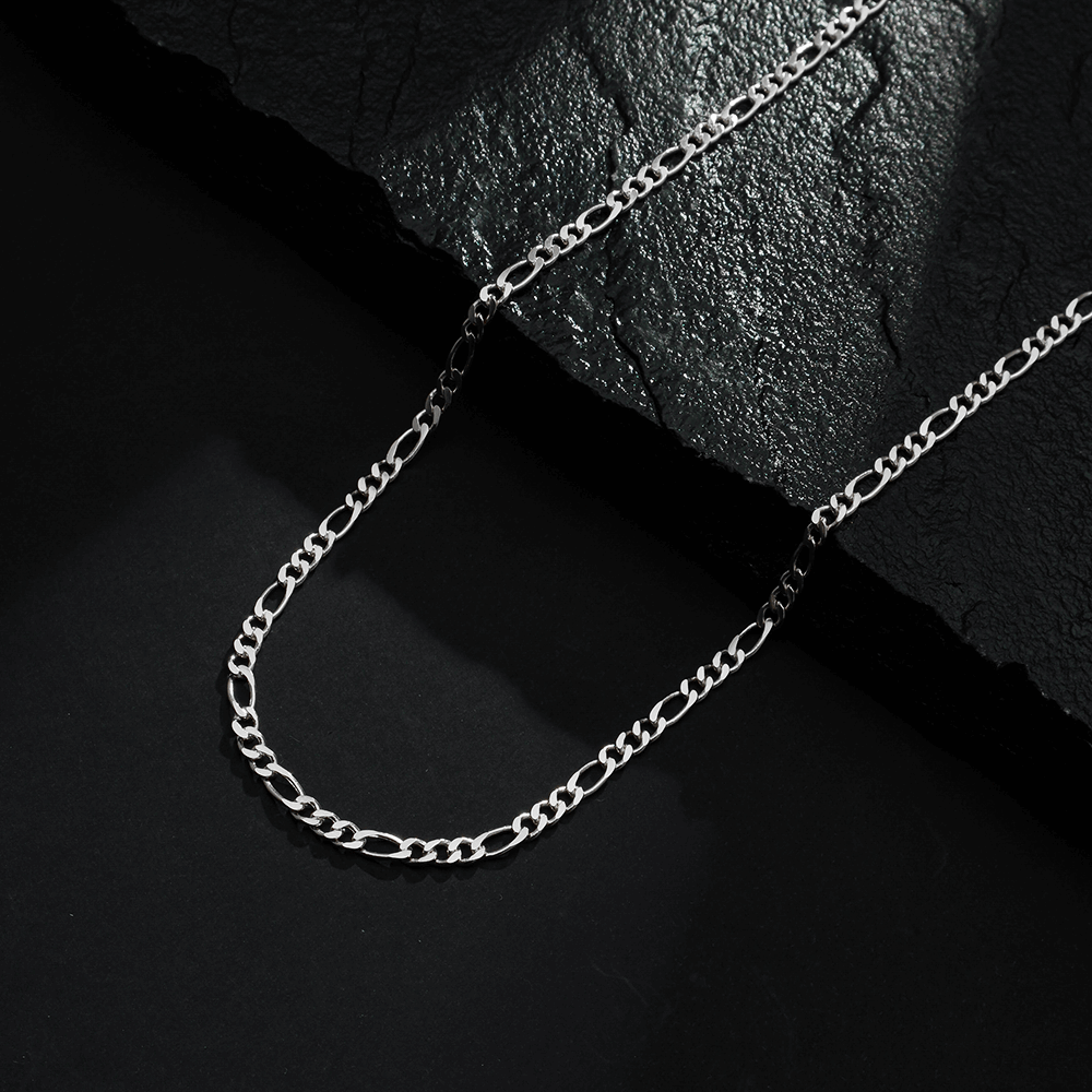 Correntinha Masculina em Ouro Branco Elo 3 por 1 – 4mm – Bellorie