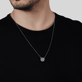 Escapulário Masculino em Ouro Branco Redondo São Jorge – Bellorie