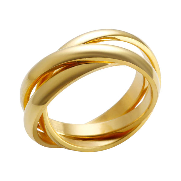 Anel Triplo Interligamos Banhado a Ouro 18K | BELLORIE