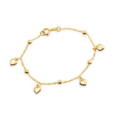 Pulseira em Ouro 24K com Pingentes de Coração e Esferas – Bellorie