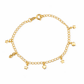 Pulseira em Ouro 24K com Pingentes de Coração e Estrela – Bellorie
