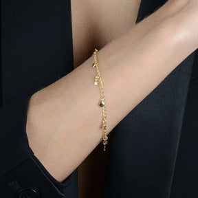 Pulseira em Ouro 24K com Pingentes de Coração e Estrela – Bellorie
