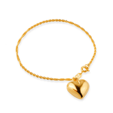 Pulseira em Ouro 24K Cordão Baiano com Coração – Bellorie