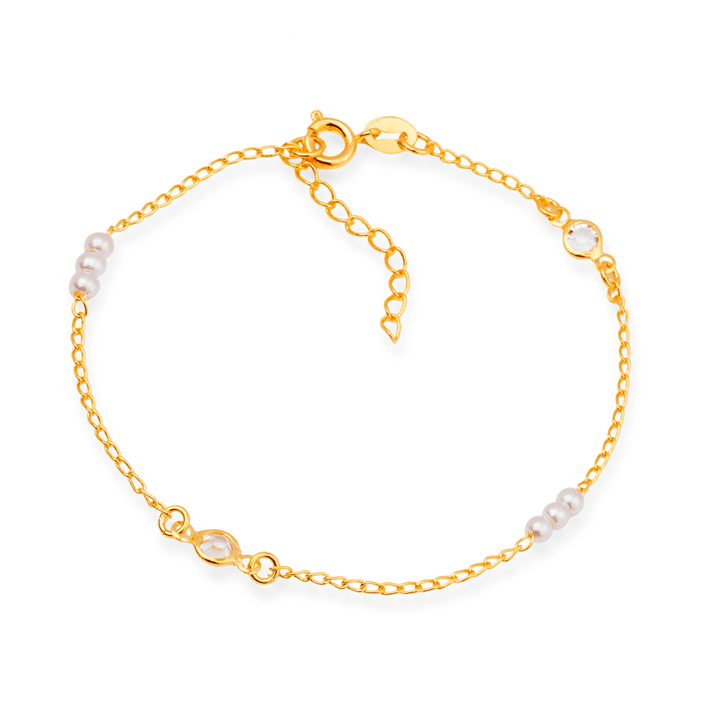 Pulseira em Ouro 24K de Pérolas com Ponto de Luz – Bellorie