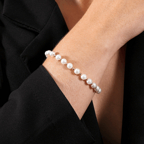 Pulseira em Ouro 24K com Pérolas e Bolinhas – Bellorie