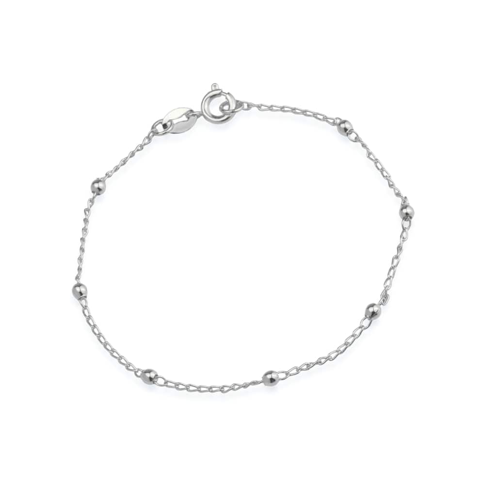 Pulseira em Ouro Branco Bolinhas Delicada – Bellorie